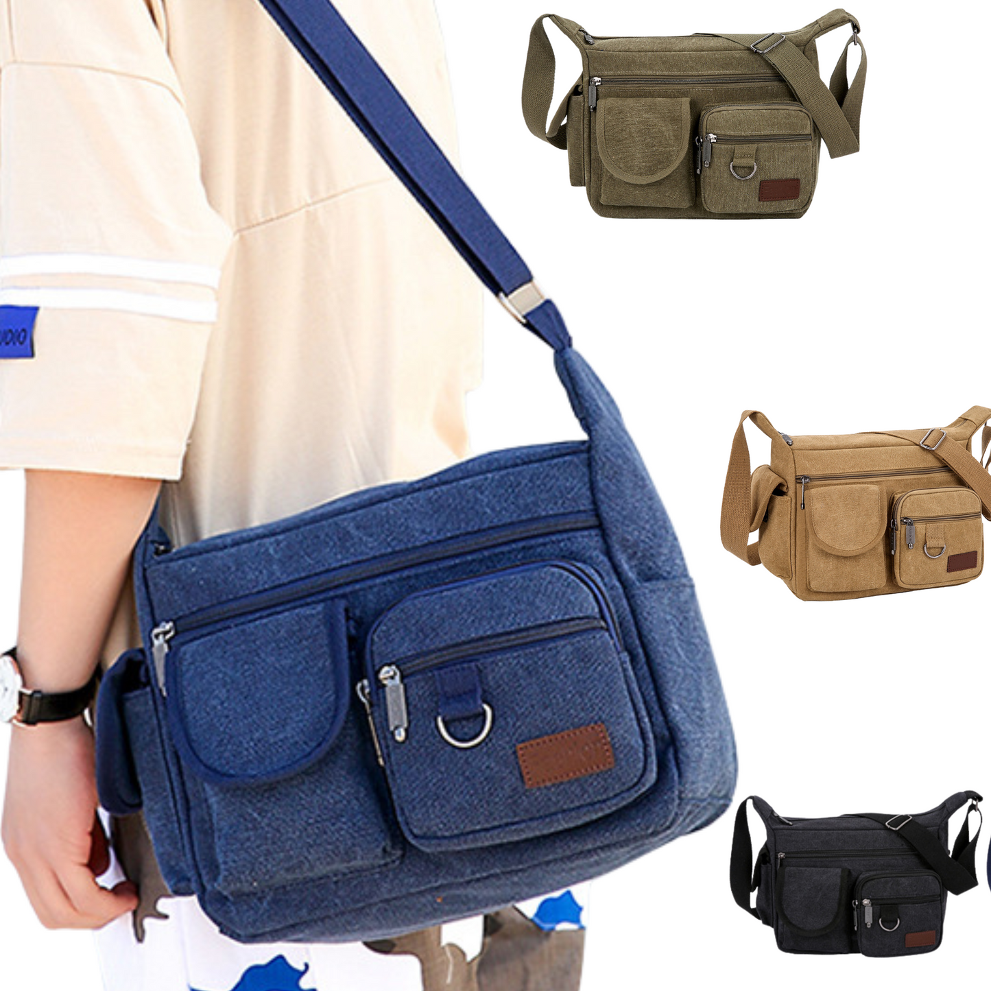 Canvas Cross Body Messenger Bag for Men & Women