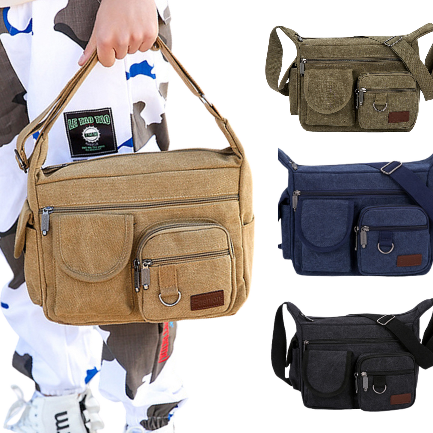 Canvas Cross Body Messenger Bag for Men & Women