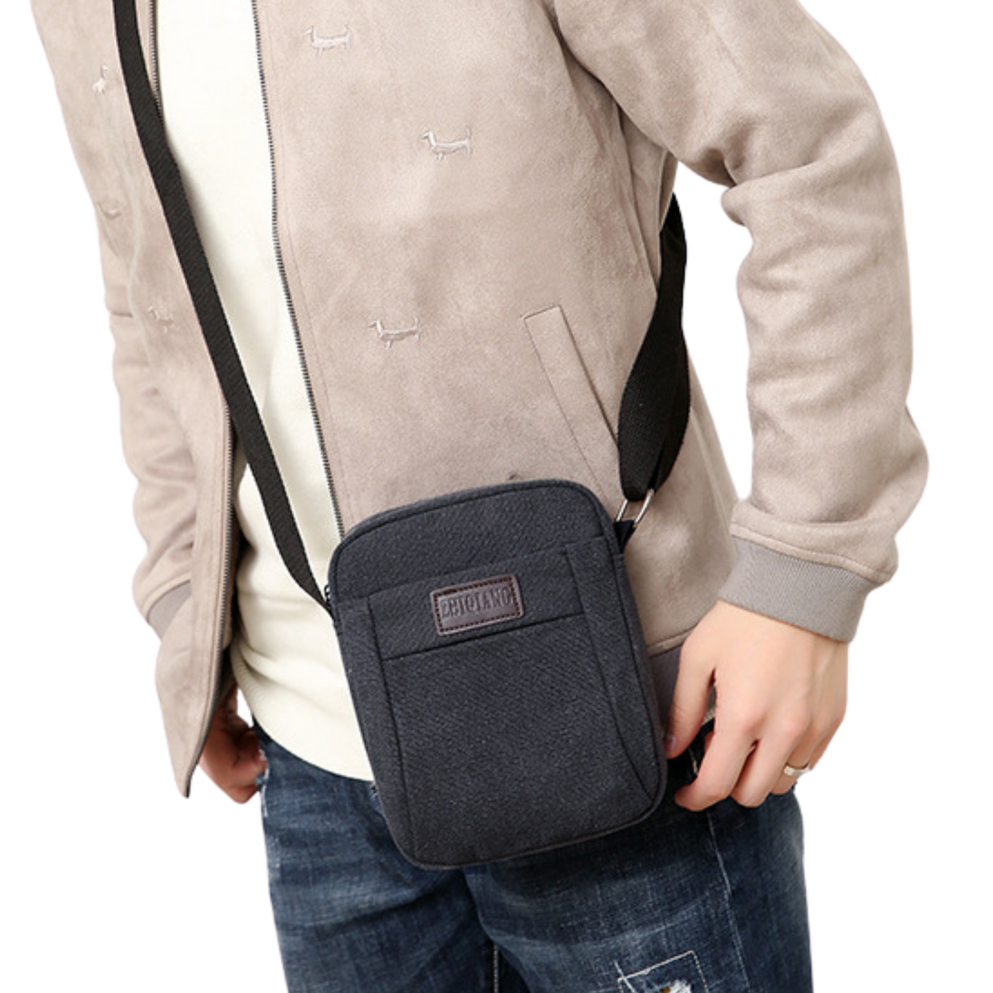 Small Compact Mens Womens Canvas Messenger Bag