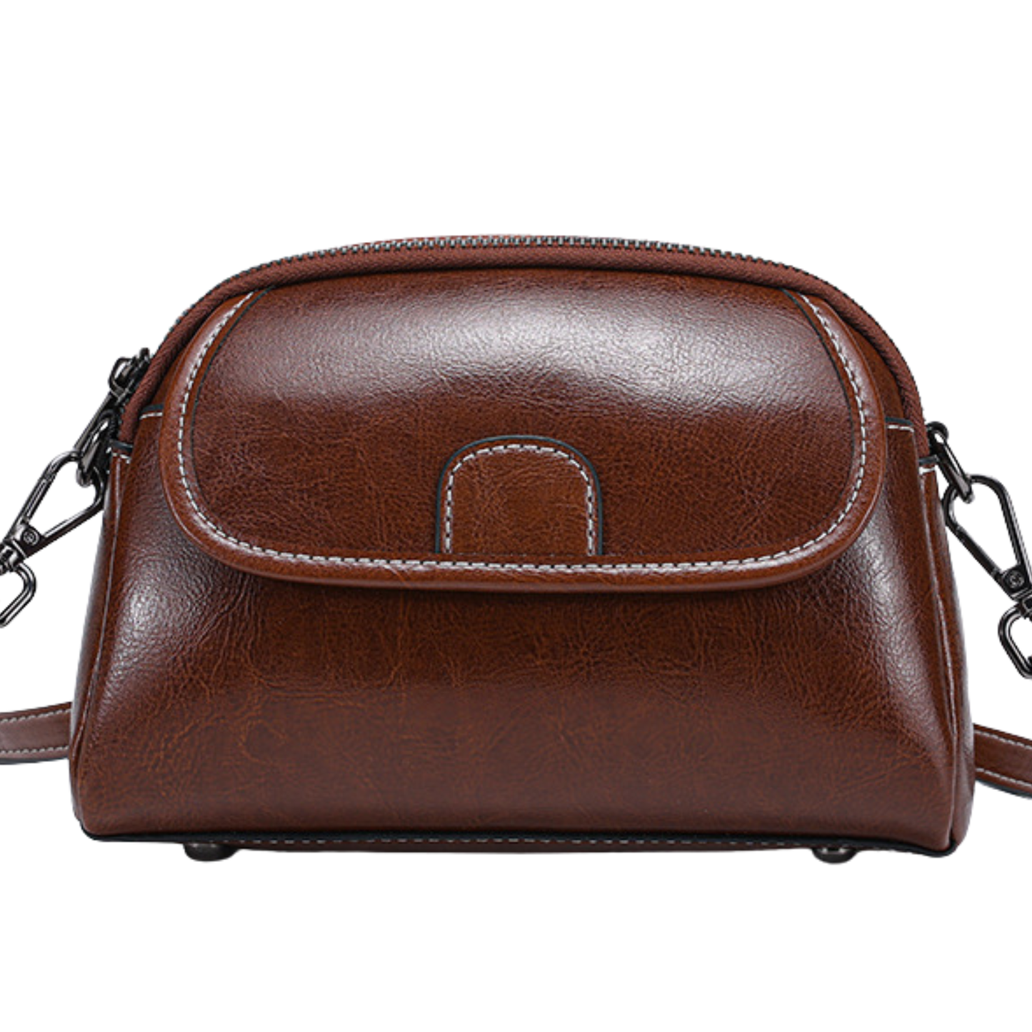 Genuine Leather Vintage Oil-Wax Crossbody Handbag