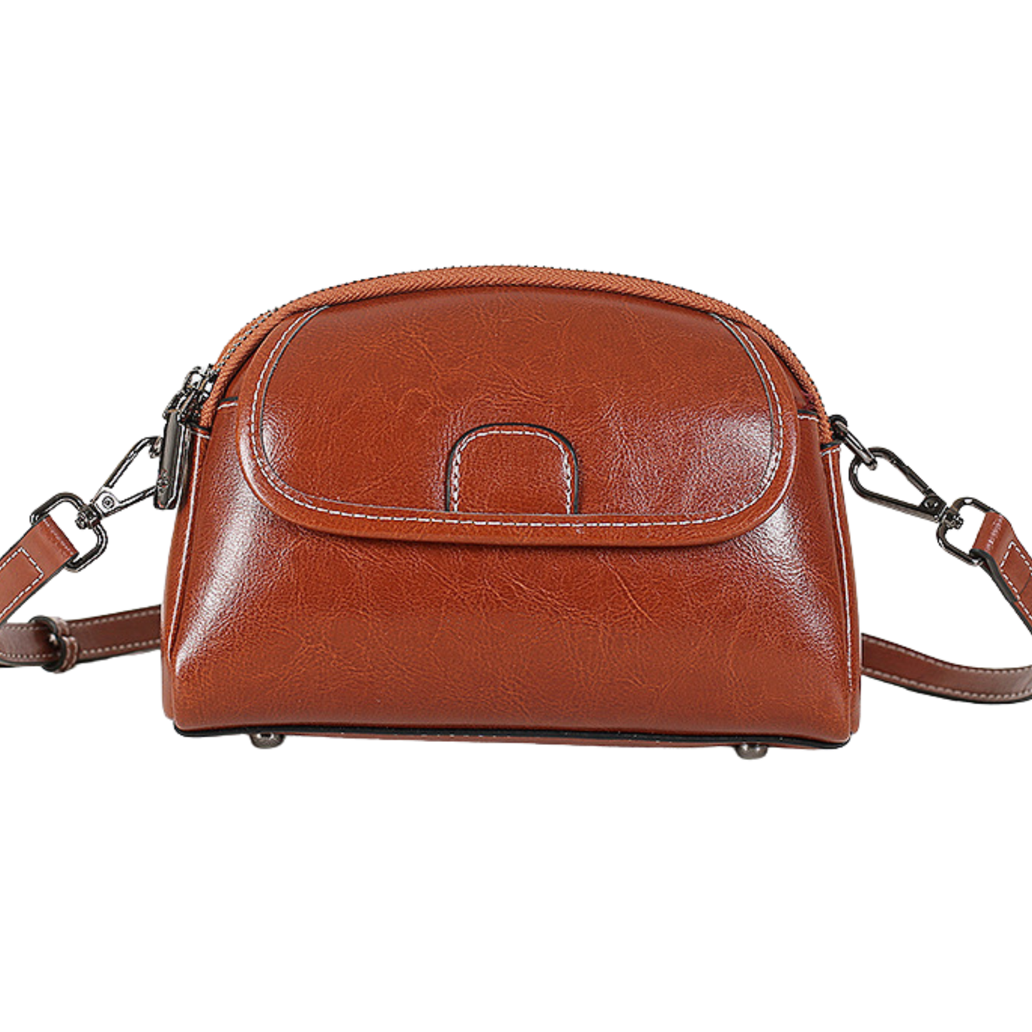 Genuine Leather Vintage Oil-Wax Crossbody Handbag