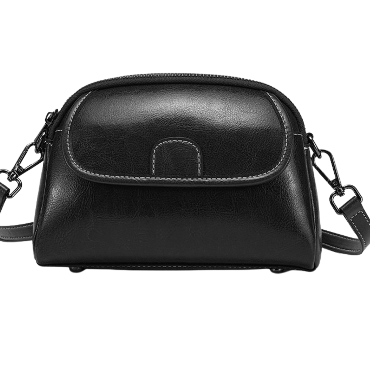 Genuine Leather Vintage Oil-Wax Crossbody Handbag