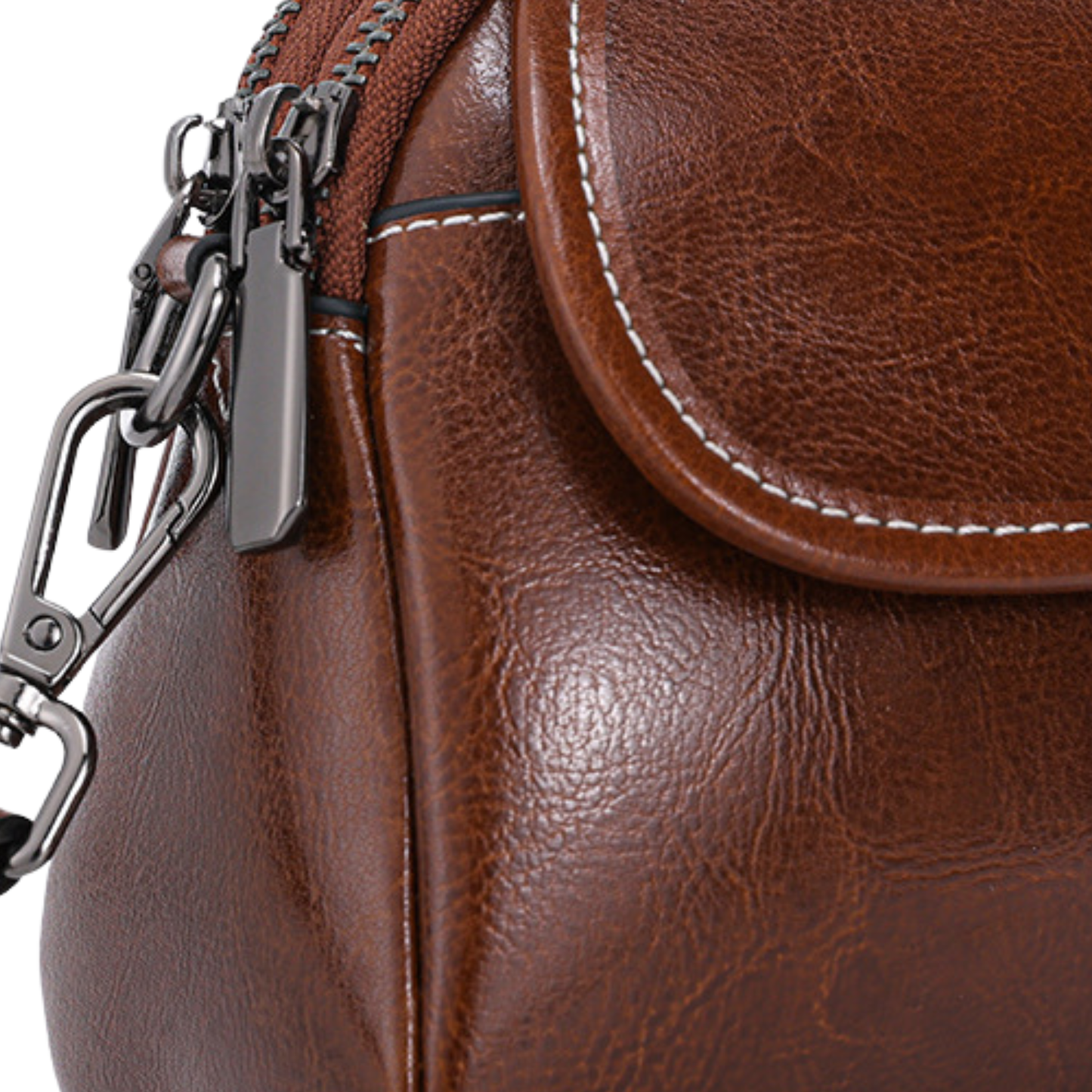 Genuine Leather Vintage Oil-Wax Crossbody Handbag