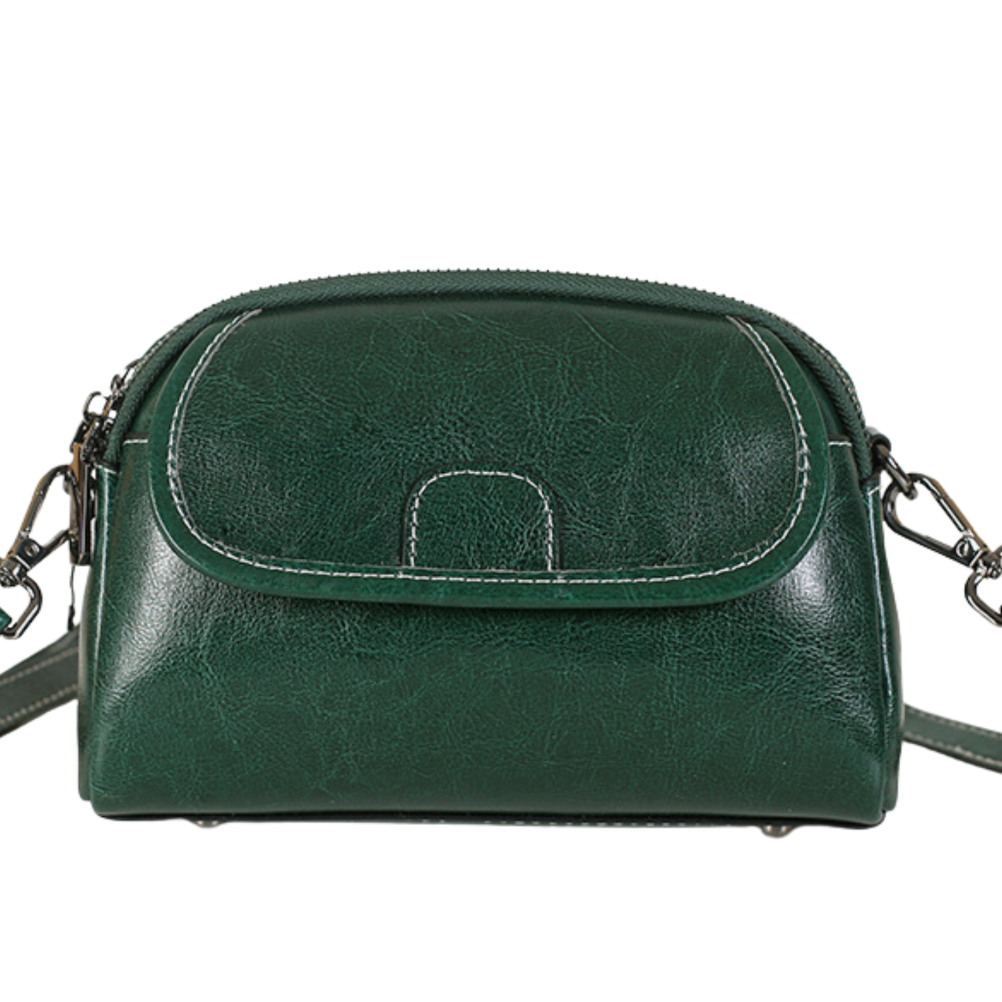 Genuine Leather Vintage Oil-Wax Crossbody Handbag