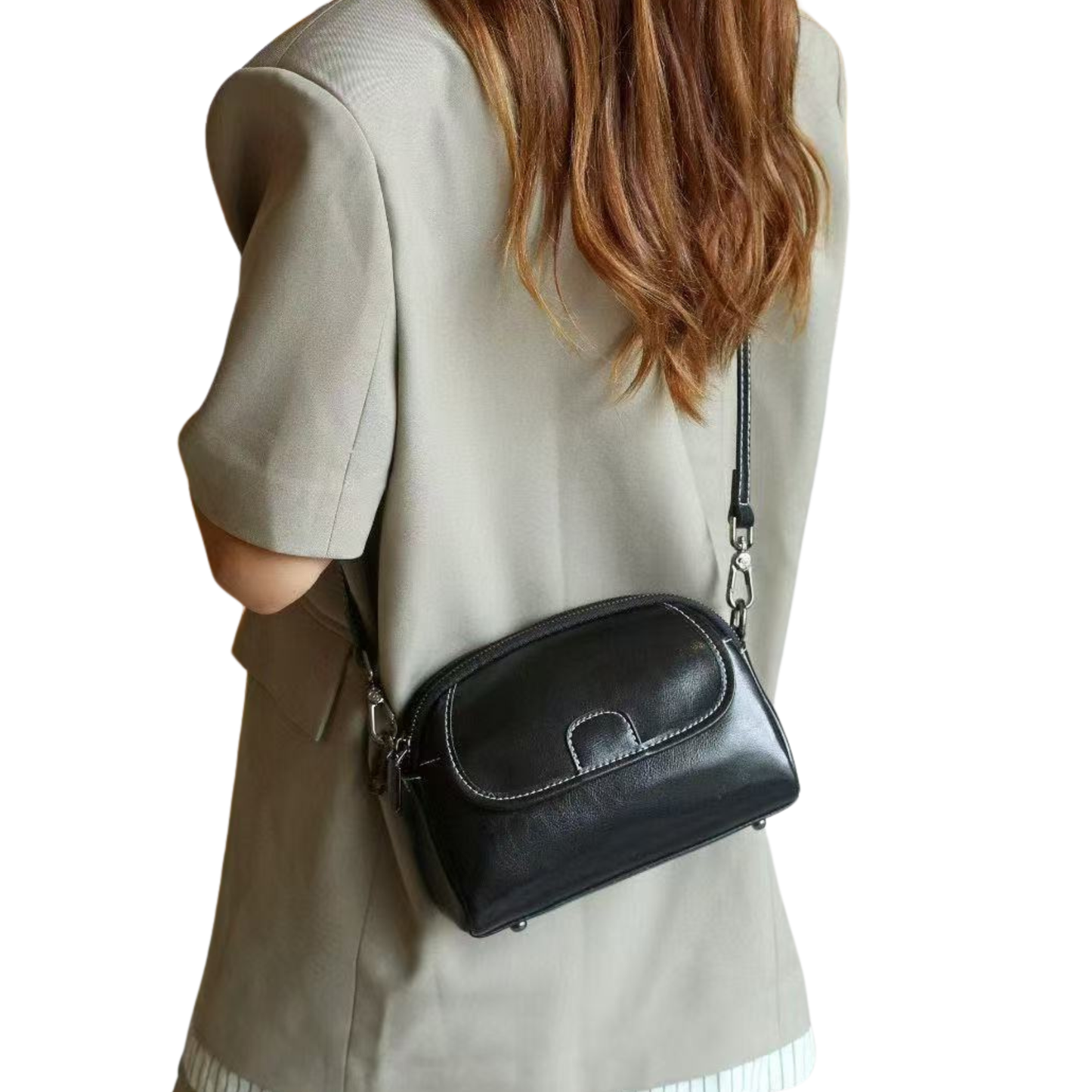 Genuine Leather Vintage Oil-Wax Crossbody Handbag