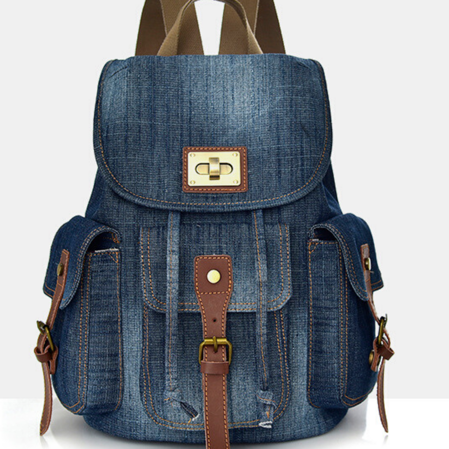 New Blue Canvas Denim Designer Satchel Backpack Bags Retro Vintage Travel Bag - BrandsByG