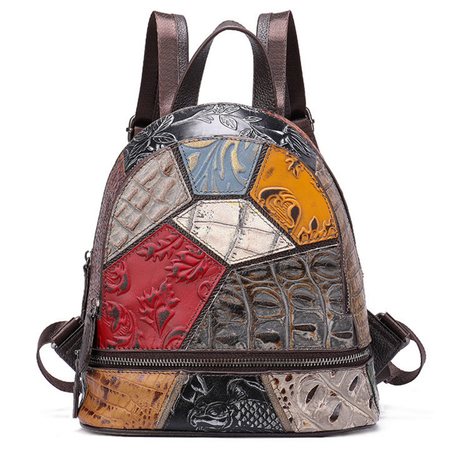 Large Multi Colour Genuine Italian Leather Shoulder Backpack Handbag Satchel Bag