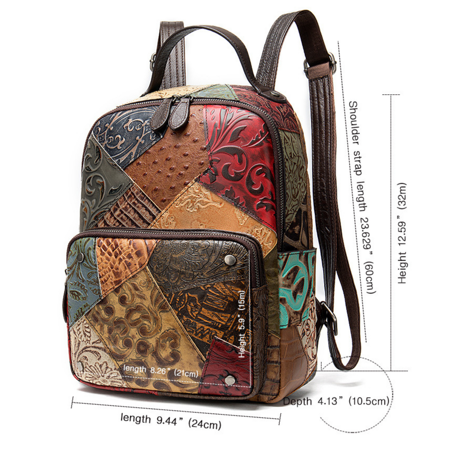 Large Multi Colour Genuine Italian Leather Backpack Travel Work Leisure Bag