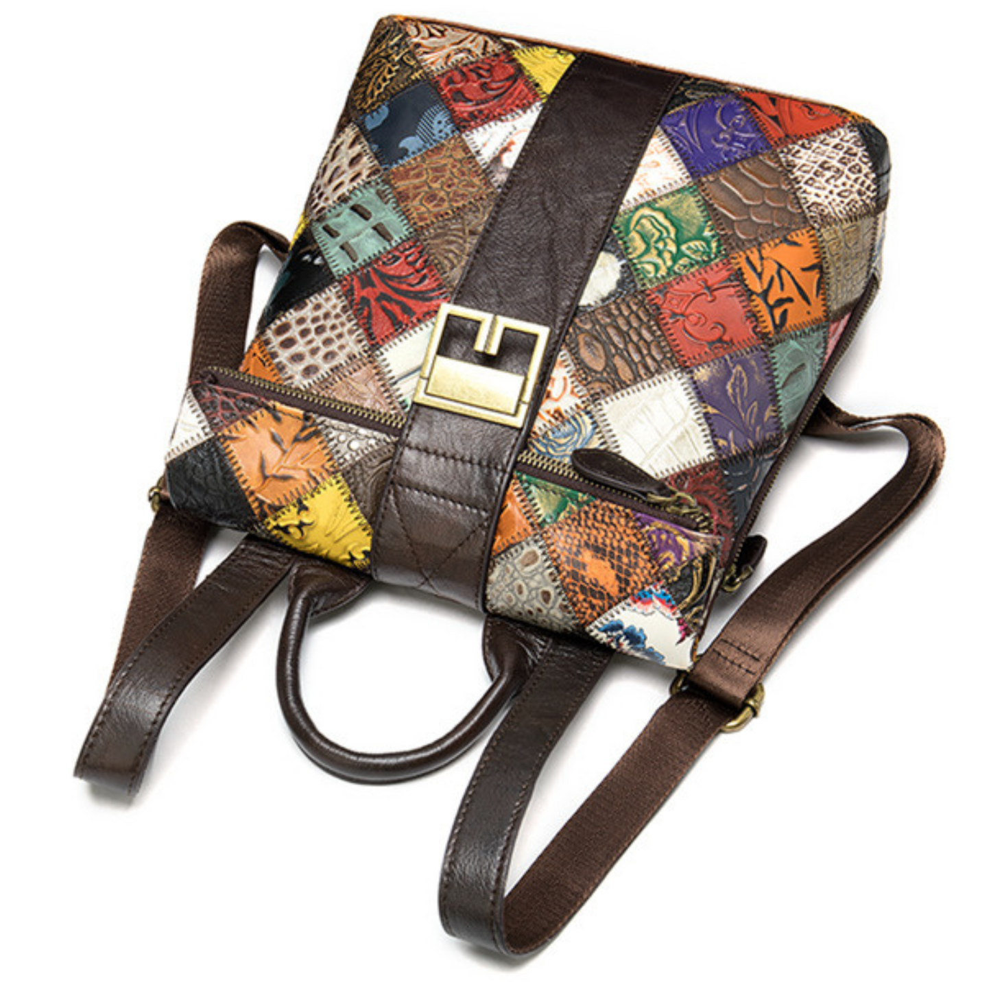 Italian Multi Coloured Leather Backpack Carry Shoulder Bag