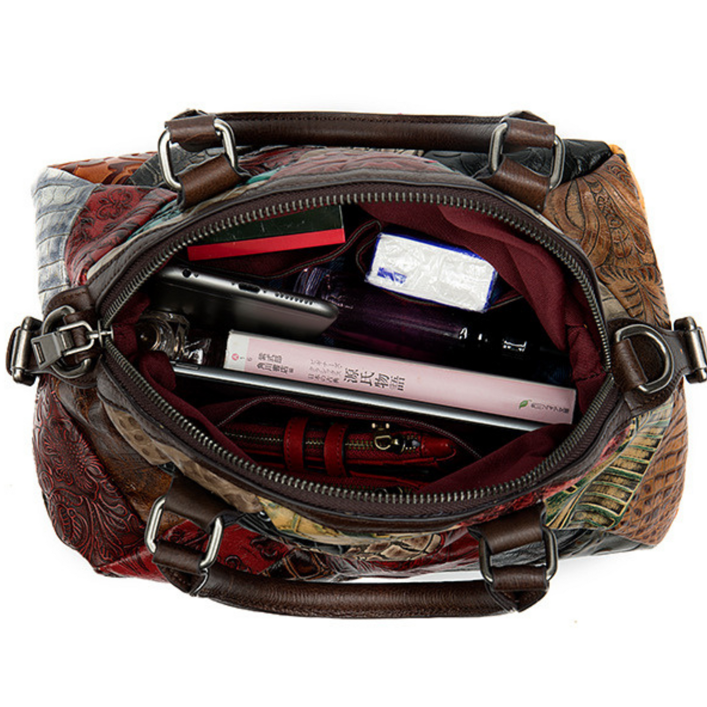 Italian Handbag Multi Coloured Leather Tote Carry Shoulder Bag