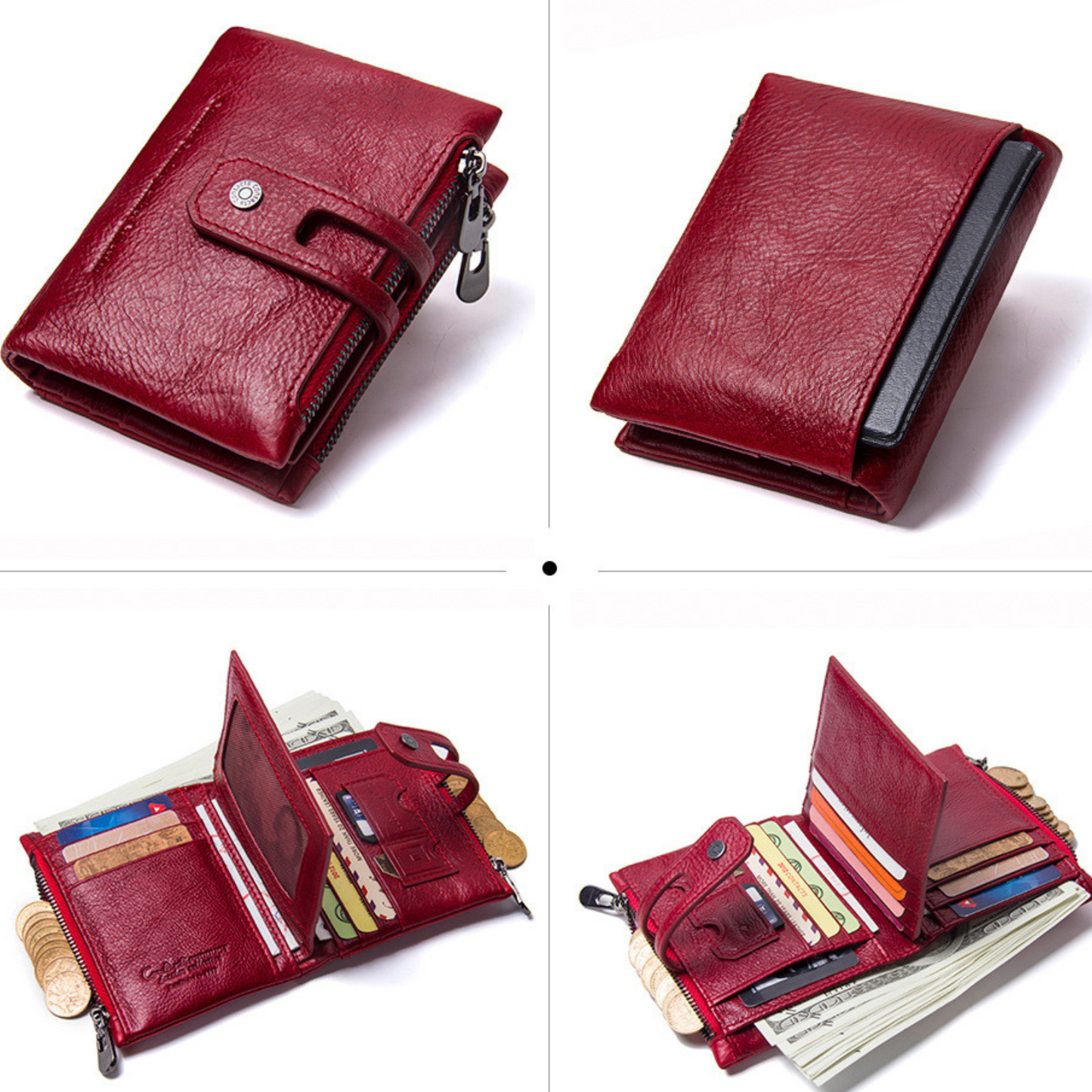 Top Grain Leather Wallet Clutch Purse Coin Bag Card ID Organiser Wallets