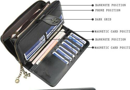 Women New Black Ladies Leather Phone Wallet Clutch Purse Card Cash Coin Holder - BrandsByG